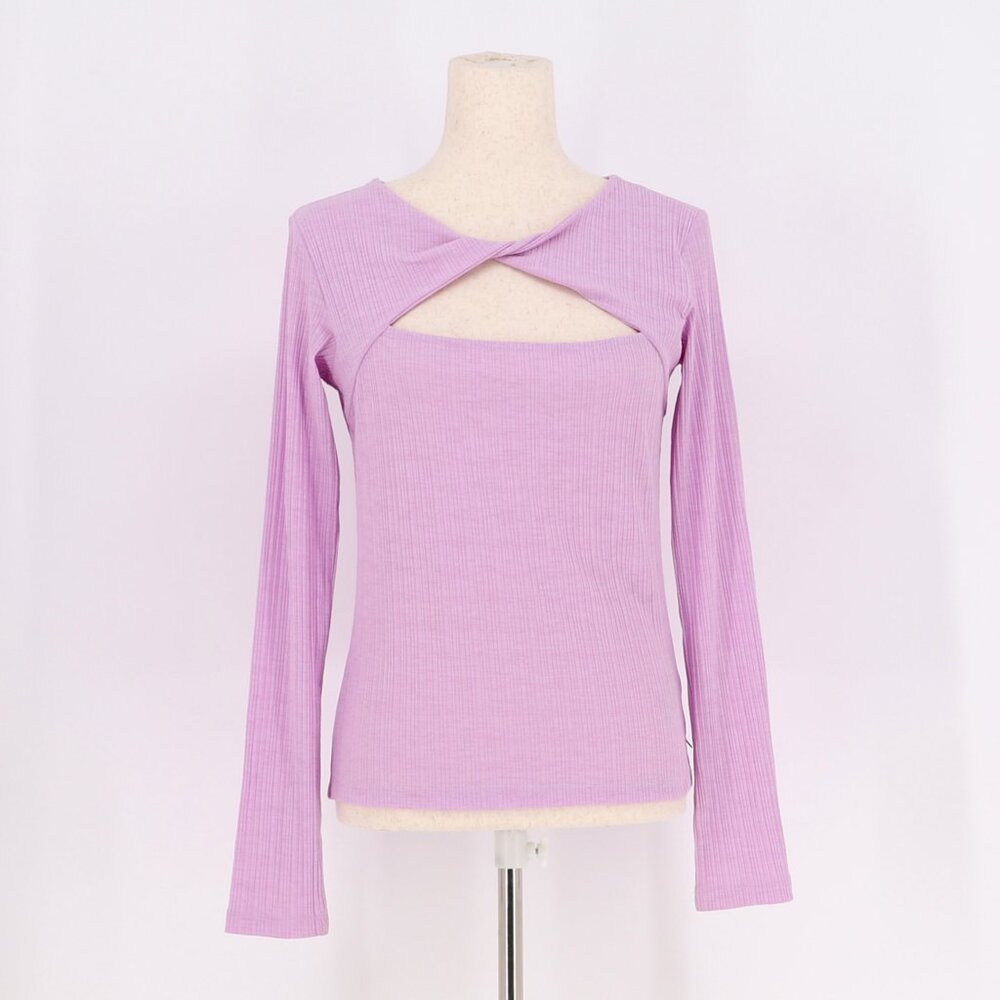 SCOTCH & SODA Twist Collar Slim Fit Long Sleeve Top in Orchard Pink Size M